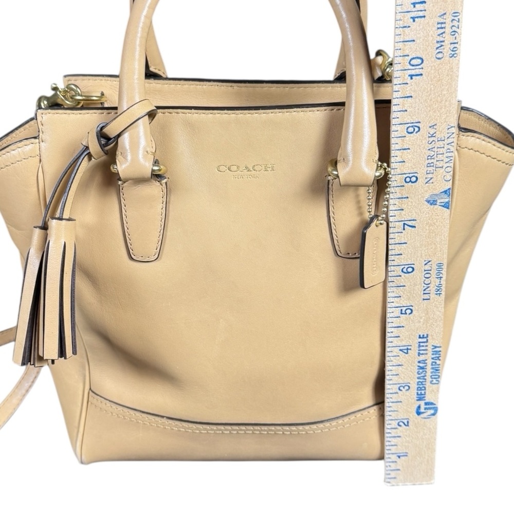 EUC Coach 2way Legacy Mini Tote Crossbody Beige Tan Leather Bag - Picture 14 of 16